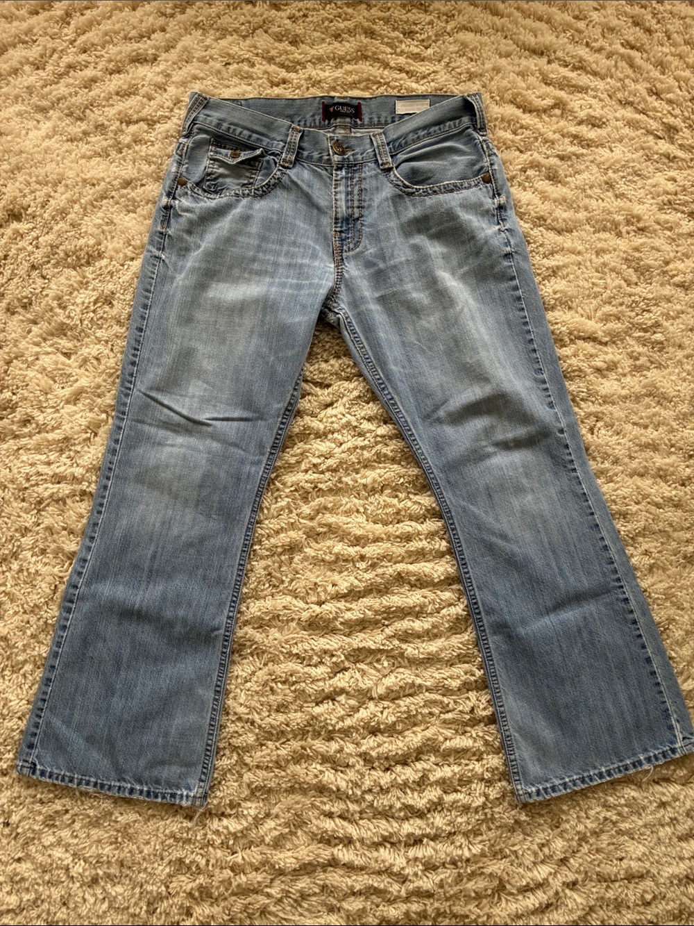 Guess Men's Light Blue Bootcut Jeans